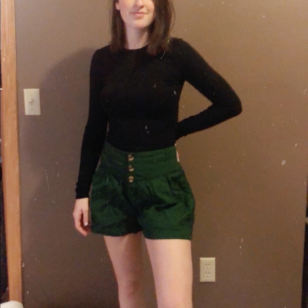 Green pacsun shorts with brown button front